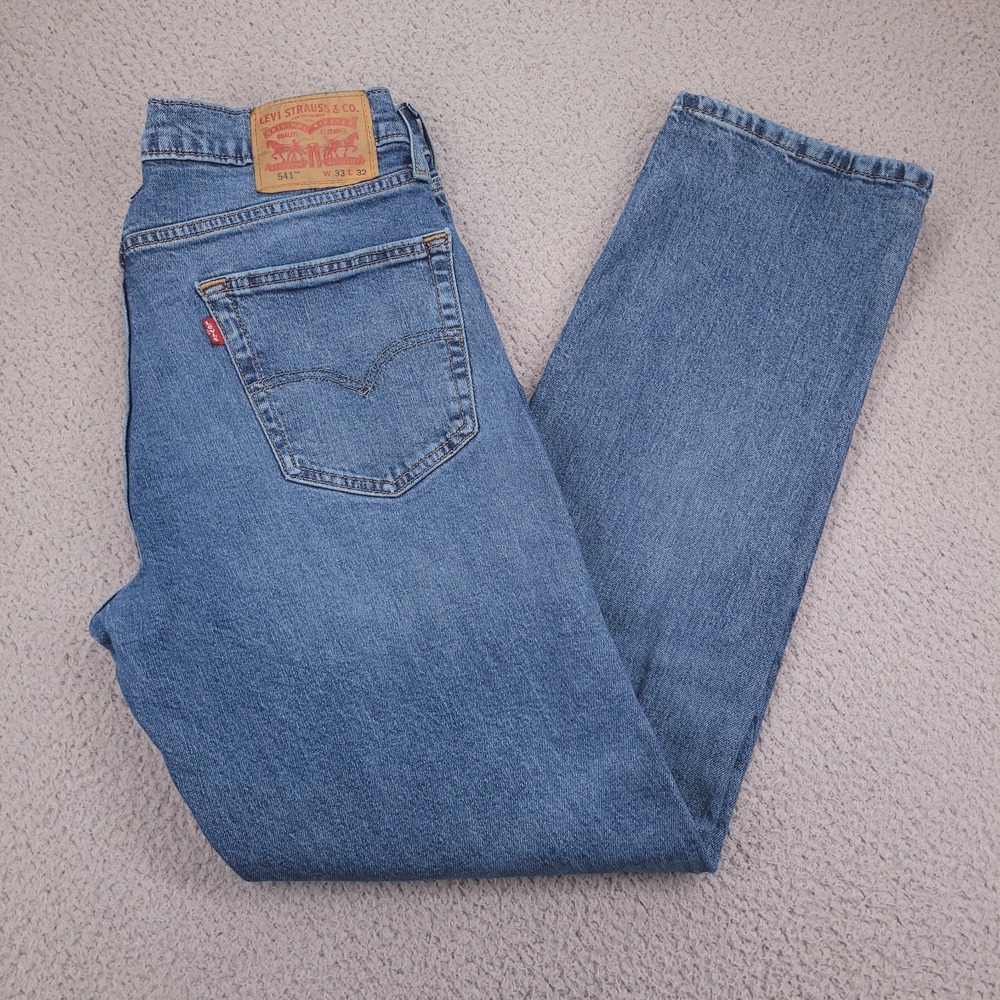 LEVIS 541 Jeans Mens Size 33x32 Athletic Fit Slim Leg Medium Wash Stretch Denim